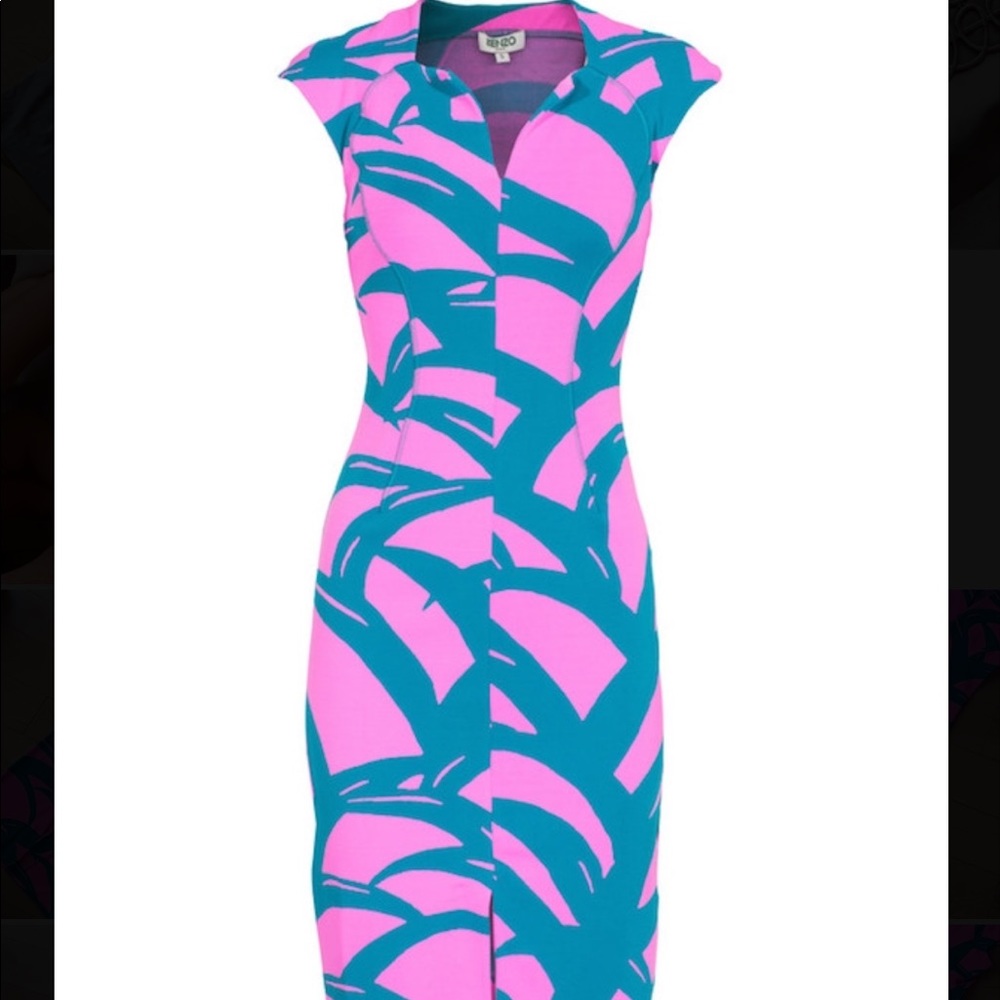 NWOT Kenzo Palm Printed Bodycon Dress
